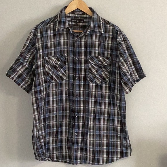 Beverly Hills Polo Club Mens Plaid short sleeve Shirt. Size XL - Picture 1 of 7